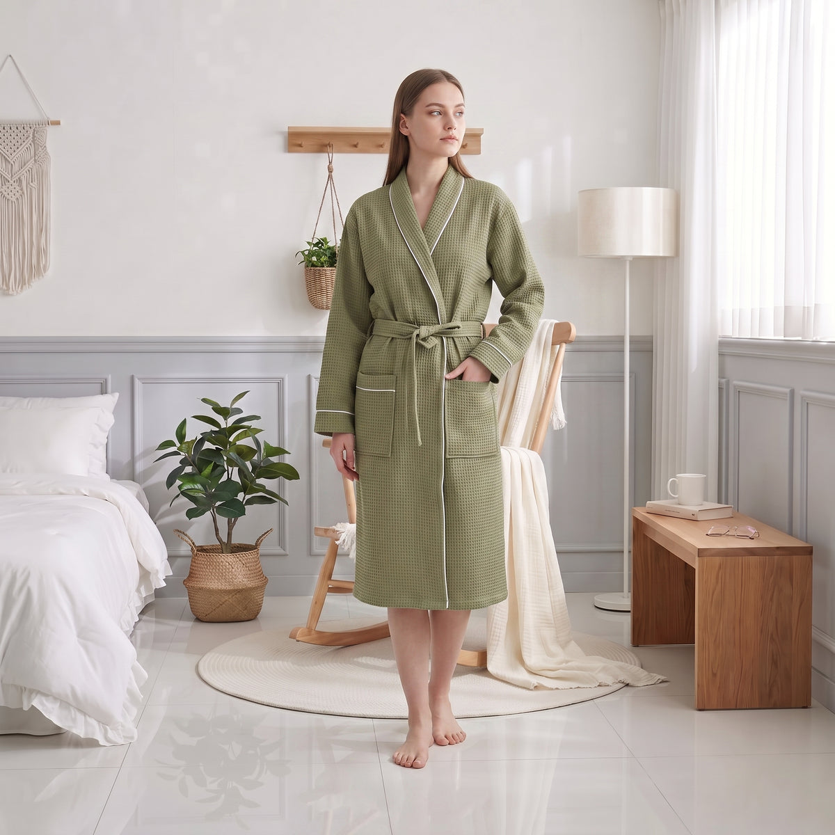 Kişiye Özel Nakışlı Soho Unisex Pike Bornoz | İsim İşlemeli Şık ve Konforlu Bornoz